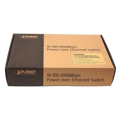 Комутатор некерований гігабітний Planet GSD-1002VHP, PoE, 8-Port 10/100/1000Mbps, 802.3atPoE+2Port