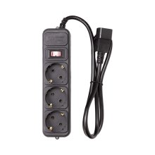 Мережевий фільтр PowerPlant, євростандарт, з кабелем для ДБЖ, 1м, 3x1.5мм2, 10А, 3 розетки (PPUA10M10S3)