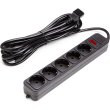 Мережевий фільтр PowerPlant, євростандарт, з кабелем для ДБЖ, 5м, 3x1.5мм2, 10А, 5 розеток (PPUA10M50S5)