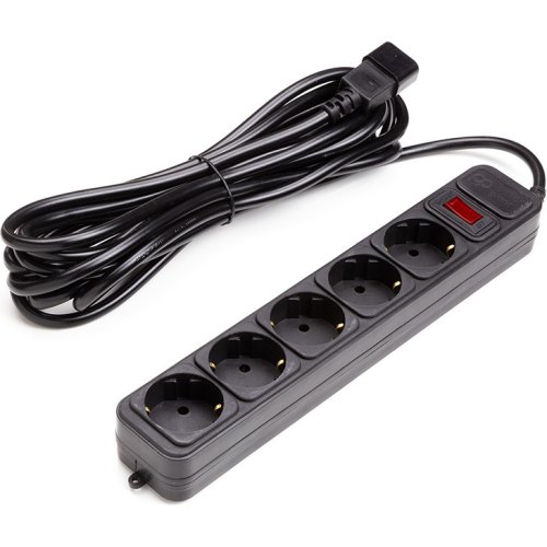 Мережевий фільтр PowerPlant, євростандарт, з кабелем для ДБЖ, 5м, 3x1.5мм2, 10А, 5 розеток (PPUA10M50S5)