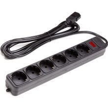 Мережевий фільтр PowerPlant, євростандарт, з кабелем для ДБЖ, 3м, 3x1.5мм2, 10А, 6 розеток (PPUA10M30S6)