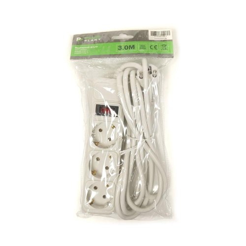 Мережевий фільтр PowerPlant JY-1054/3, євростандарт, 3м, 3x1.5мм2, 10А, 3 розетки (PPSA10M30S3)