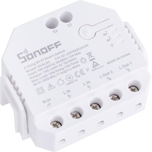 Смарт-перемикач Sonoff, Wi-Fi, подвійне реле, вимірювання потужності (DUALR3)