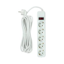 Мережевий фільтр PowerPlant JY-1056/5B, євростандарт, 5м, 3x0.75мм2, 10A, 5 розеток, 100% мідь (EX610587)