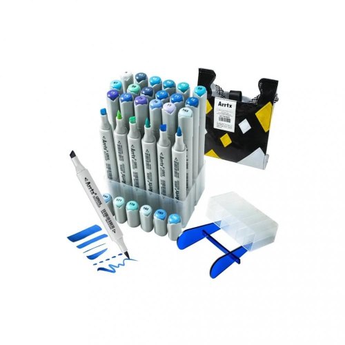 Маркери спиртові Arrtx Oros ASM-03BU, 24 кольори, сині відтінки (LC302529)