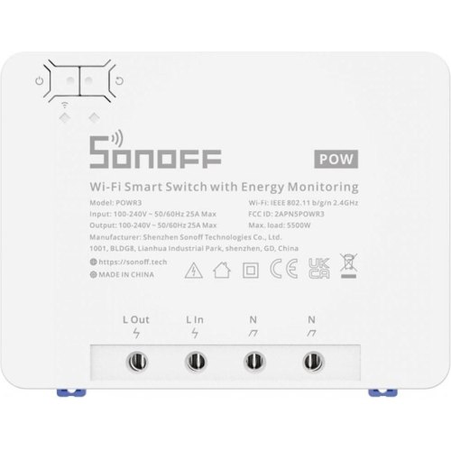 Розумний перемикач Sonoff POWR3, одноканальний, Wi-Fi