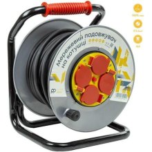 Мережевий подовжувач PowerPlant JY-20022/25, на котушці, 25м, 3x2.5мм2, 16A, 4 розетки, 100% мідь (EX610525)