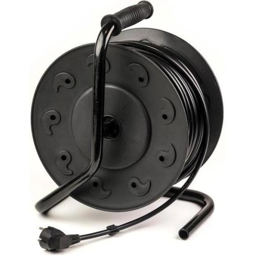 Мережевий подовжувач PowerPlant JY-2002/50, на котушці, 50м, 3x2.5мм2, 16А, 4 розетки, морозостійкий (PPRA16M50S4L)