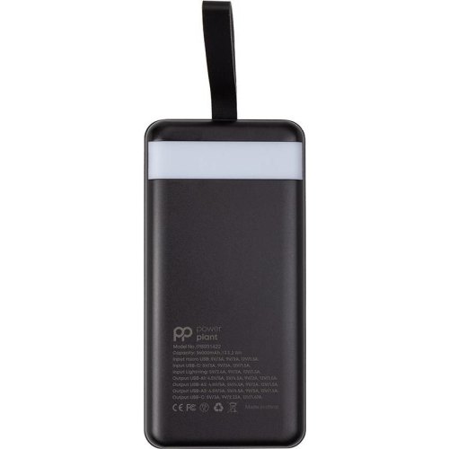 Зовнішній акумулятор Powerbank PowerPlant, 36000mAh, PD 20W, USB-C, 3xUSB, Lightning, Black (PB931422)