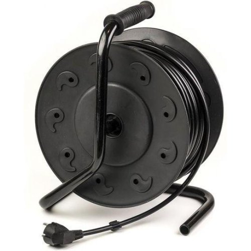 Мережевий подовжувач PowerPlant JY-2002/50, на котушці, 50м, 3x1.5мм2, 10А, 4 розетки (PPRA10M500S4)