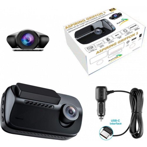 Відеореєстратор Aspiring Griffon 1 Dual, 4K, Speedcam, Wi-Fi, GPS (GR1-4KSDWG)