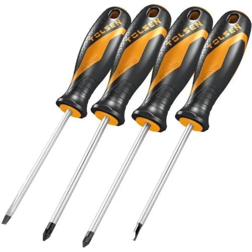 Набір викруток Tolsen Ерго, 4шт, SL, PZ1, PZ2, S2, 100мм (20180T)