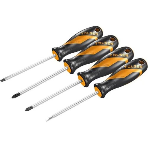 Набір викруток Tolsen Ерго, 4шт, SL, PZ1, PZ2, S2, 100мм (20180T)