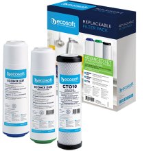 Комплект картриджів для води Ecosoft 1-2-3 Premium, для видалення жорсткості, хлору, важких металів, фенолів (CRV3ECO)