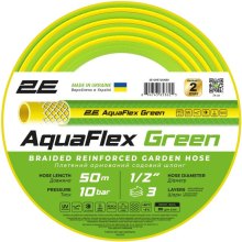 Шланг садовий 2Е AquaFlex Green, 1/2, 50м, 3 шари, 10бар (2E-GHE12GN50)