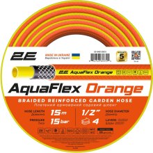 Шланг садовий 2Е AquaFlex Orange, 1/2, 15м, 4 шари, 20бар (2E-GHE12OE15)