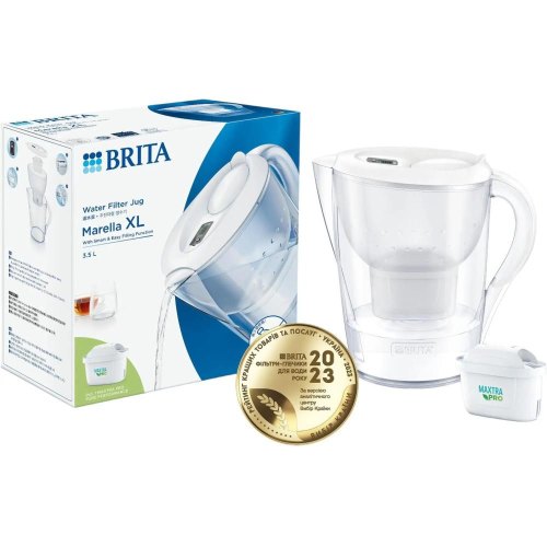 Фільтр-глечик Brita Marella XL Memo MXPro, 3.5л (2л очищеної води), з фільтр-картриджем, білий (1052780)