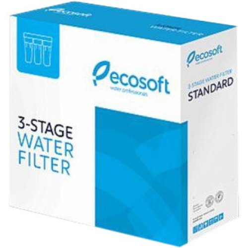 Фільтр проточний тристадійний Ecosoft Standard, покращений комплект картриджів з Ecomix, кран крапля (FMV3ECOSTD)