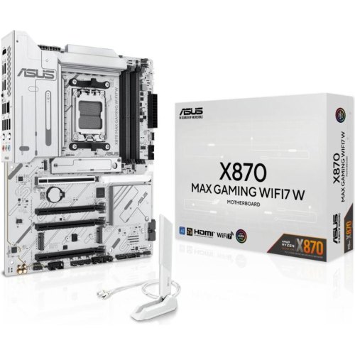 Материнcька плата ASUS X870 MAX GAMING WIFI7 W, sAM5, X870, ATX, 4xDDR5, M.2, HDMI/USB Type-C, WiFi, Bluetooth, біла (90MB1LZ0-M0EAY0)