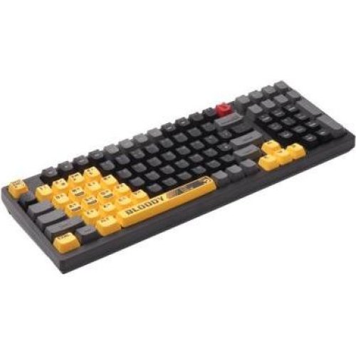 Клавіатура дротова, механічна A4Tech Bloody S98, червоні світчі, RGB підсвічування клавіш, USB, чорно-жовта
