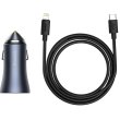Автомобільний зарядний пристрій Baseus Golden Contactor Pro Dual Car Charger, 40W, Dark Grey (TZCCJD-B0G)
