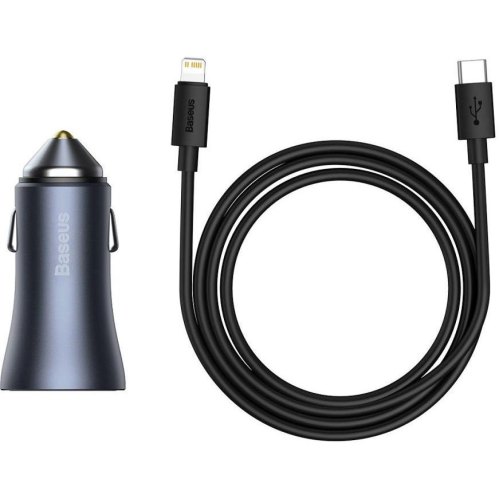 Автомобільний зарядний пристрій Baseus Golden Contactor Pro Dual Car Charger, 40W, Dark Grey (TZCCJD-B0G)
