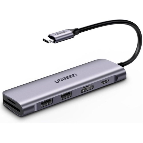 USB-хаб Ugreen, USB Type-C to 2 x USB 3.0 Type-A + HDMI + TF/SD with PD Power Supply, Space Gray (UGR-70411)