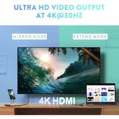 USB-хаб Ugreen, USB Type-C to 2 x USB 3.0 Type-A + HDMI + TF/SD with PD Power Supply, Space Gray (UGR-70411)