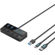 USB-хаб Vention, USB 3.0 to 4xUSB 3.0/USB Type-C Hub, з вимикачами на кожен порт, 1м, чорний (CHWBF)