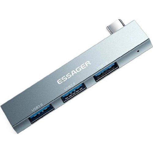 USB-хаб Essager Fengyang 3 in 1 Splitter, opp bag, Silver (EHBC03-FY10-P)