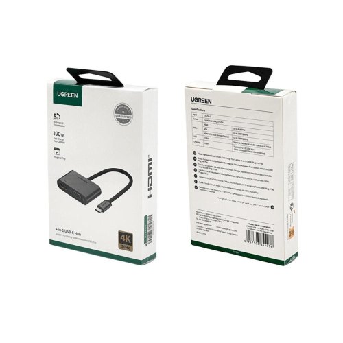 USB-хаб Ugreen, USB Type-C to HDMI/VGA/USB 3.0 Adapter with PD, Space Gray (UGR-50505)