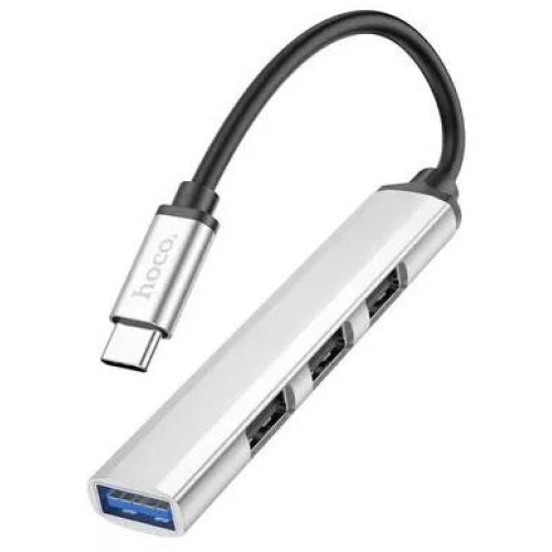 USB-хаб Hoco HB26 4 in 1 adapter, USB Type-C to USB 3.0/3xUSB 2.0, Silver (6931474765475)