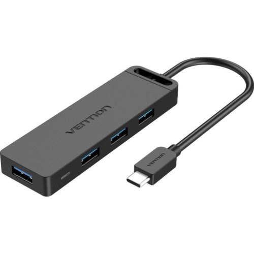 USB-хаб Vention Type-C to 4-Port USB 3.0 Hub with Power Supply, 0.5м, ABS Type, Black (TGKBD)