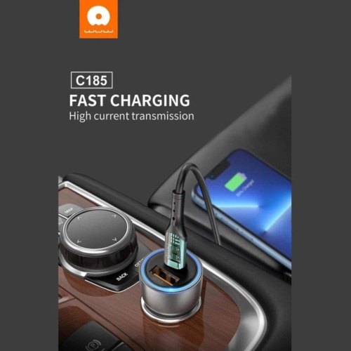 Автомобільний зарядний пристрій WUW C185, PD 20W, QC 3.0, black (6972573335466)