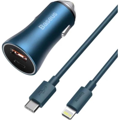 Автомобільний зарядний пристрій Baseus Golden Contactor Pro Dual Fast Charger Car Charger, 40W, Blue (CGJP000003)