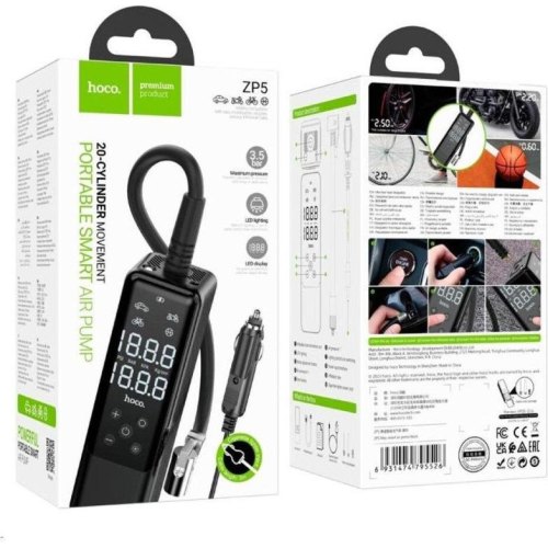 Автомобільний насос Hoco ZP5 May smart air pump, Black (6931474795526)