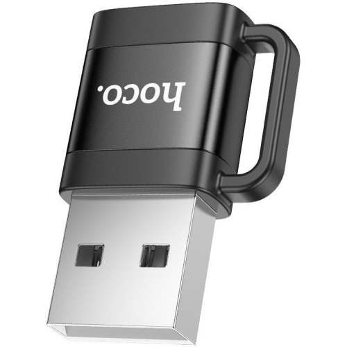 Адаптер (перехідник) Hoco UA31D, USB (M) to USB Type-C (F), USB 2.0, Black (6942007628143)