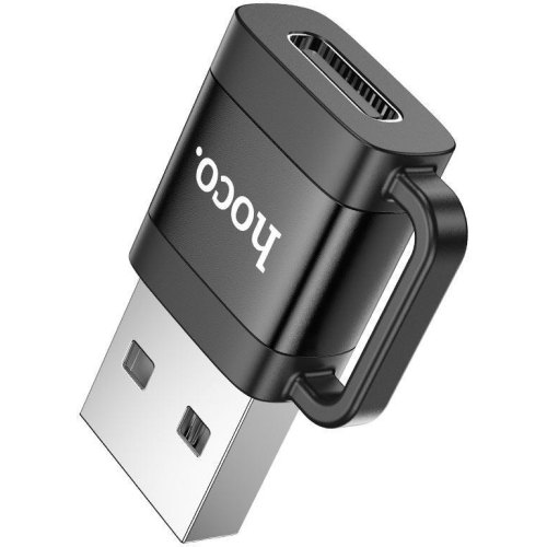 Адаптер (перехідник) Hoco UA31D, USB (M) to USB Type-C (F), USB 2.0, Black (6942007628143)