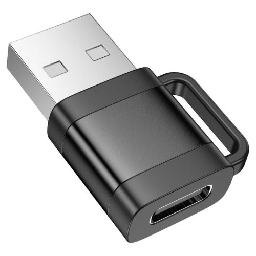 Адаптер (перехідник) Hoco UA31D, USB (M) to USB Type-C (F), USB 2.0, Black (6942007628143)