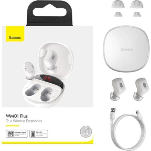 Навушники бездротові TWS Baseus Encok WM01 Plus, White (NGWM010002)