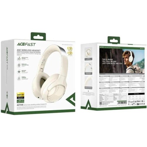 Навушники бездротові Acefast H5, Milky White (6974316284284)