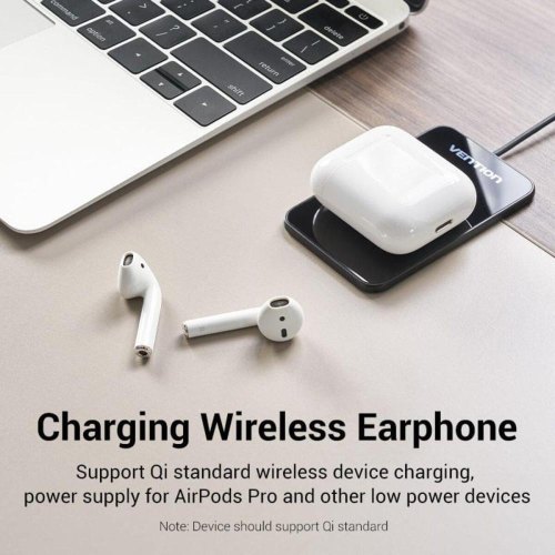 Бездротовий зарядний пристрій Vention, 15W, 0.05м, Black (FGBBAG)