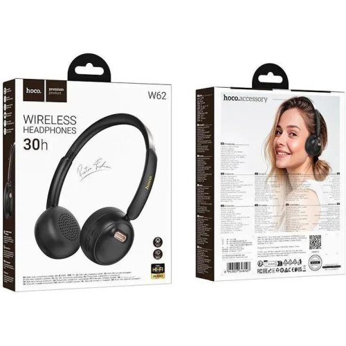 Навушники бездротові Hoco W62 Verso retro, Black (6942007648127)