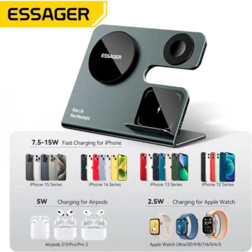 Бездротовий зарядний пристрій Essager Ruicheng, 15W, black (EWXZM-RC0G-Z)