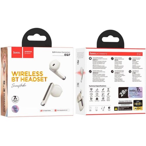 Навушники бездротові TWS Hoco EQ7 Snowflake, Milky White (6942007617734)