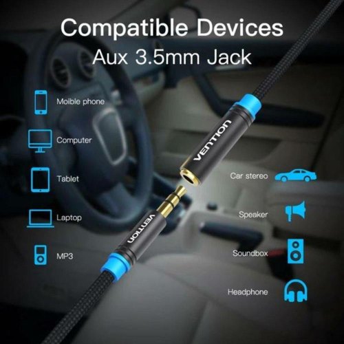 Аудіокабель Vention, 3.5mm, 2м, Black Metal Type (VAB-B06-B200-M)