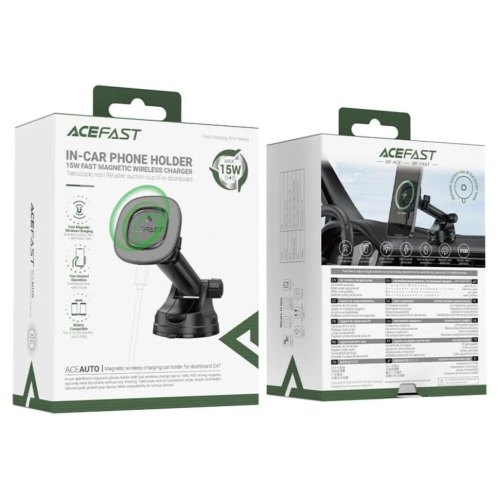 Автомобільний тримач для смартфона з бездротовим зарядним пристроєм ACEFAST D47, Black (6974316284116)