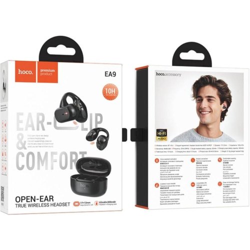 Навушники бездротові TWS Hoco EA9 Clear, Black (6942007629188)