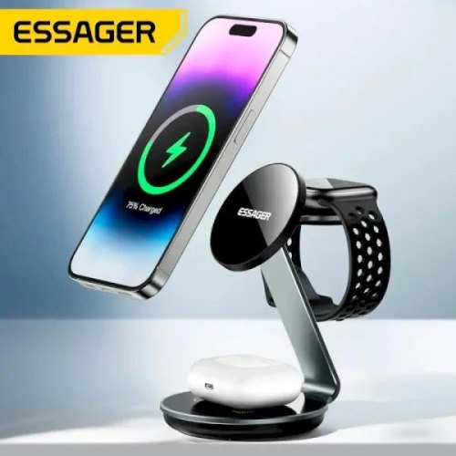 Бездротовий зарядний пристрій Essager, 3 in 1, black (EWXCX3-HY0G-Z)