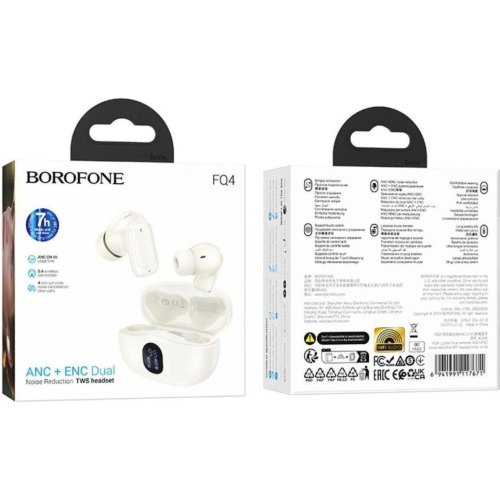 Навушники бездротові TWS Borofone FQ4 Lighten, Milky White (6941991117671)